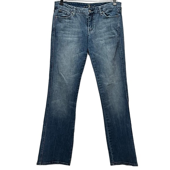 7 For All Mankind "A" Pocket Distressed Bootcut Jeans SZ 29 - Picture 1 of 10